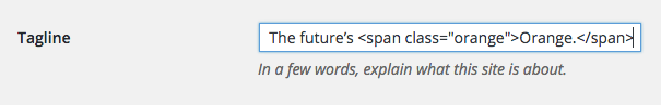 HTML in WordPress Tagline field